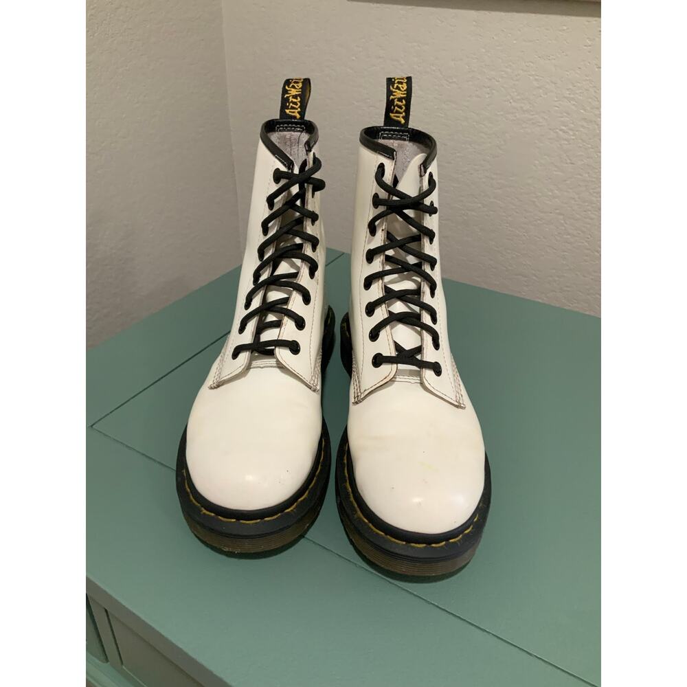 Dr. Martens combat  Women's White and Black Boots - Picture 3 of 7